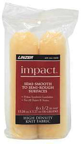 Linzer MR 144-2 0600 Roller Cover, 1/2 in Thick Nap, 6 in L, Synthetic Lambskin Cover, Yellow